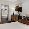 bed with modern pillows