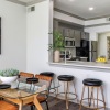 kitchen with barstools